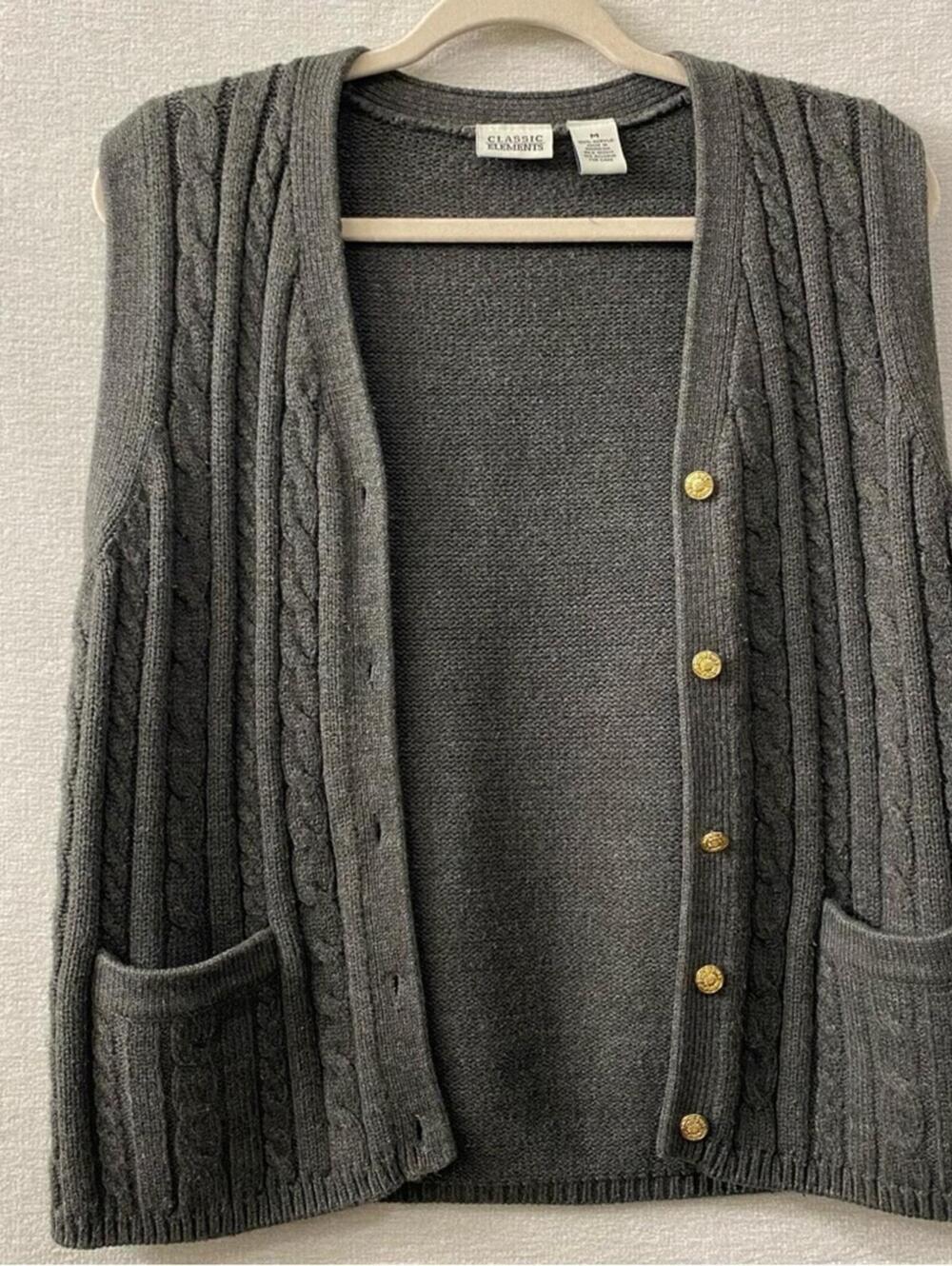 Classic Elements Charcoal Cable Knit Cardigan